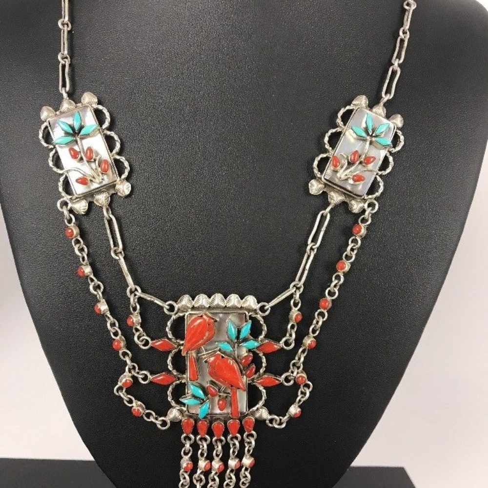 Collectible RK Zuni Sterling Turquoise Coral - Picture 3 of 8